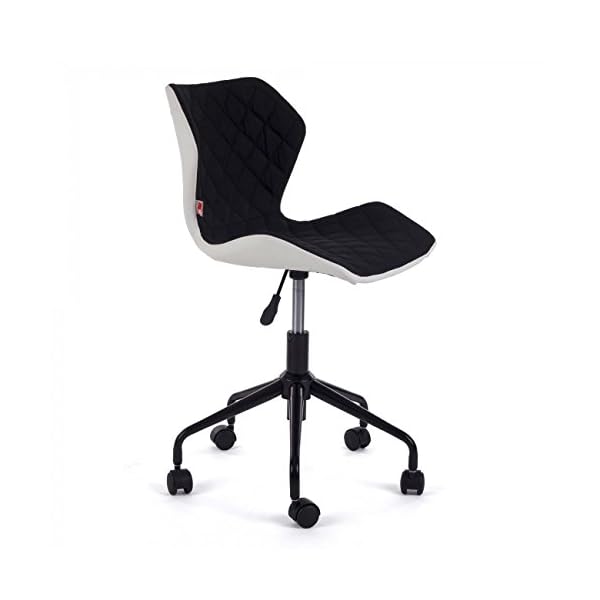 MY SIT Office Chair adjustable bureau stool computer swivel chair design rotatable back rest desk stool comfortable syntetic leather with wheels INO Black/White New - Image 3