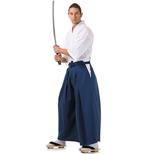 Japan Samurai Kimono Set 3 Teile Kendo Gi + Hakama + Haori Baumwolle M L XL (Blau & Weiß) - 4