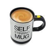 Edelstahl Tasse Selbstrührend - Schwarz 'Rühr Dich!' Design ca. 0,33l - Gadget Thermotasse für Unterwegs - Grinscard