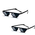 Eitheo Unisex Rimless Deal with Thug Life Square Sunglass with Polygonal 8 Bits Style Pixel and Nose Pad (Pack 2, Thug Cool)