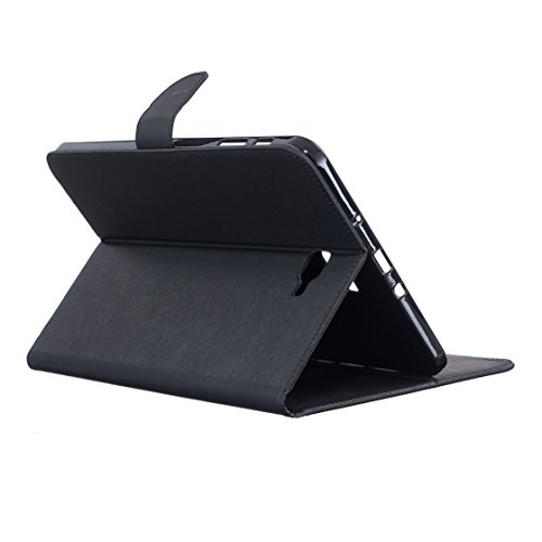 Romtronic Lederhülle Leder Tasche Case Cover für Samsung Galaxy Tab A 10.1 2016 (SM-T580 SM-T585) Hülle PU Schutz Etui Schale Feather Muster Design Backcover Flip Cover Wallet Case mit Standfunktion Karteneinschub und Magnetverschluß (schwarz) - 5
