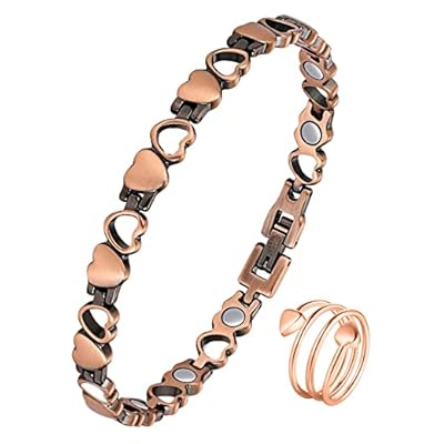 Jeracol Copper Magnetic Bracelets For Women,99.99% Solid Copper Women Wristband With Ultra Strength 3500 Guass Magnets,adjustable Size Brazaletes With Remove Tool & Gift Box