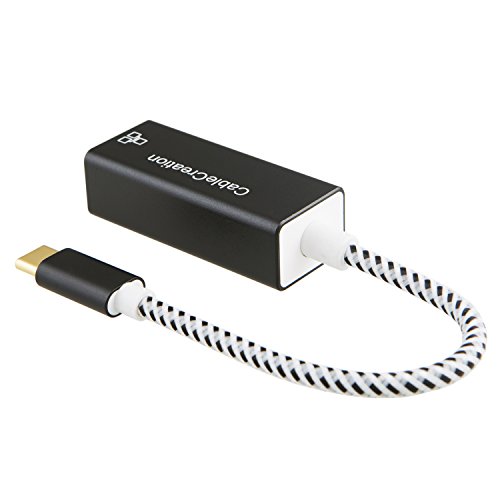 usb-c zu Ethernet Adapter, cablecreation USB Typ C bis RJ45 Gigabit Ethernet Adapter, kleine Größe und keine Drive erforderlich, schwarz & weiß Aluminium - 2
