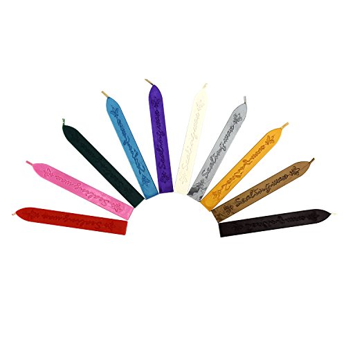 Esnow Manuscrito retro europeo del fuego del t  tem 10 palillos antiguos de la cera de lacre de las PC con sello de lacre  10 colores