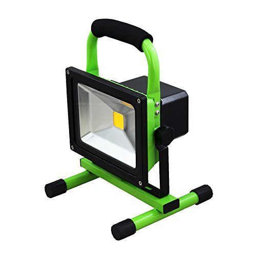 VINGO® 30W Akku LED Warmweiß Camping Lampe Strahler IP65 Handlamp mit Ständer Arbeitsleuchte Tragbare Baustrahler Akku Fluter (Grün) - 3