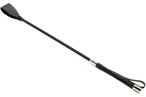 Fuwok Cravache d'équitation en cuir avec attache en cuir