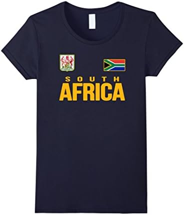 Women's South Africa T-shirt African Flag Travel Vacation Souvenir Medium Navy