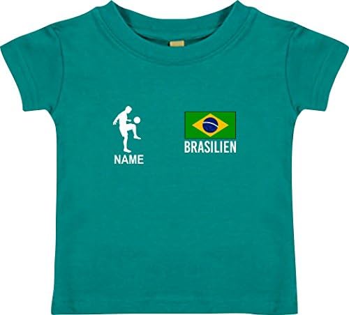 Shirtstown Kids T-Shirt Football Shirt Brazil with Your Desired Name with Print - Jade, 6-12Monate
