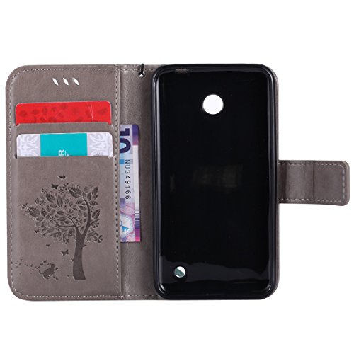 Nancen Tasche Hülle für Nokia Lumia 630 / 635 (4,5 Zoll) Flip Schutzhülle Zubehör Lederhülle mit Silikon Back Cover PU Leder Handytasche im Bookstyle Stand Funktion Kartenfächer Magnet Etui Schale - 3