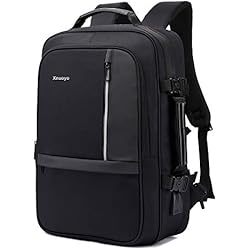 Xnuoyo 17.3 Pouces Sac à Dos Ordinateur Portable, Extensible TSA Sac à Dos d'affaires avec Chargeur USB et Port de Casque (Noir)
