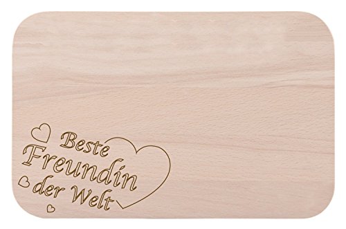 Frühstücksbrettchen / Frühstücksbrett mit Gravur "Beste Freundin der Welt" als Geschenk - aus Holz - Geschenkidee ideal zum Geburtstag oder zu Weihnachten