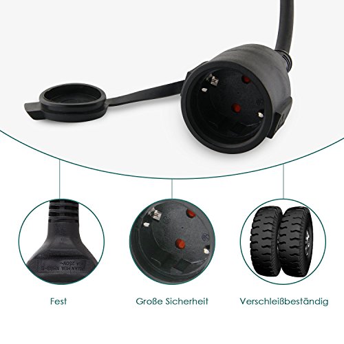 SIMBR Verlängerungskabel Gummi Kabel für den Außenbereich IP44 H07RN-F 3G1,5 mm² 5m 10m 20m 25m 30m(10m) - 4