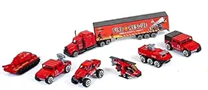 Emob Mini Die Cast Metal 7 Pcs Vehicle Trucks Toys Play Set for Kids (Fire Rescue)