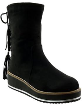 Angkorly - damen Schuhe Stiefeletten - Reitstiefel - Kavalier - Biker - Plateauschuhe - Strass - Spitze - Fransen...