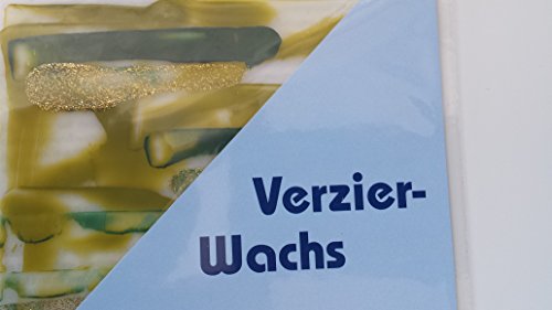 bastelkoerble® Wachsplatten Glitter , grün/gold , 200 x 100 x 0,5 mm, 1 VE = 1 Platte, Verzierwachs, Wachs