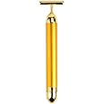 Boriwat 24k Gold Energy Beauty Bar Electric Vibration Facial Massage Roller Waterproof Face Skin Care T-Shaped Anti Wrinkle Massager for Forehead Cheek Neck Clavicle Arm (Gold Colour)