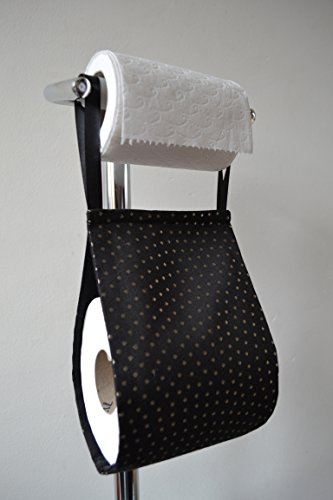 Fabric Toilet Rolls Holder storage /black with gold polka dots fabric / handmade/ ONLY 1/ Bathroom