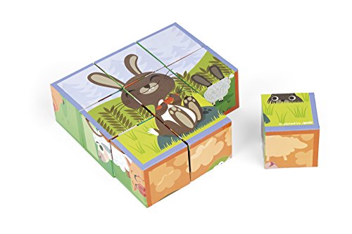 Imagen 8 de Janod - Maleta Kubkid, puzzle animales de la granja, 9 cubos (J02989)