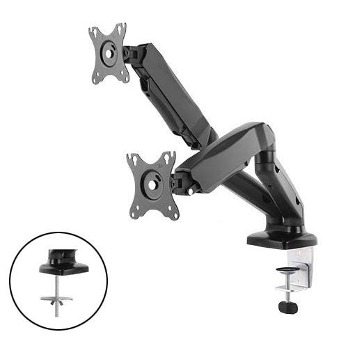 Savonga - Soporte de Monitor para monitores de 17-19-23-27-29 Pulgadas (Altura Regulable, VESA 75 x 75, 100 x 100 mm) MHG02 Dual Tischhalterung mit Gasdruckfeder