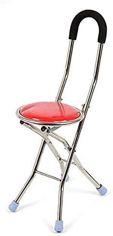 GUO Aluminum Alloy Old Man Cane Chair Foldable Four Foot Stool Multi-Functional Crutch