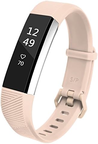 Deruitu Fitbit Alta HR Adjustable Accessory Bands,Replacement Soft Wristband for Fitbit Alta HR with Metal Clasp (Blush Pink, Large)