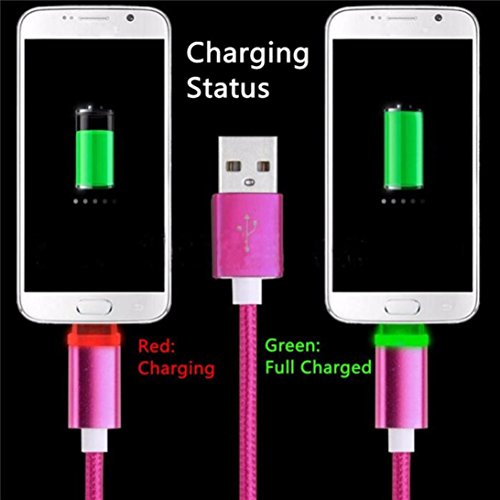HARRYSTORE 1M Länge LED Licht Micro USB Ladegerät Kabel Daten Ladekabel für Android Samsung Galaxy s7 Edge (Hot Pink) - 3