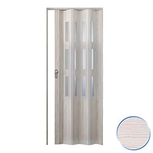 Porte pliante PVC accordéon verre opaque pin blanchi 88,5x214cm - FORTE