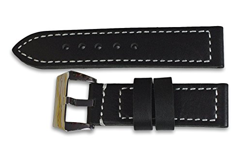 24mm Uhrenarmband BLACK SUN Modell 4698 Handgearbeitetes PAM-Style Lederarmband Stahlschliee fr Panerai,PARNIS...
