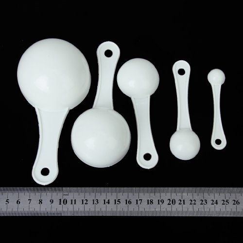 SODIAL(R) Set von 5 Stueck 100ml/50ml/15ml/5ml/1ml Kunststoff Messloeffel - 5