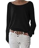 ❤️Netter Pullover Tunika Shirt, O Ansatz, Einfarbig, dehnbar, slouchy, Flügelhülse der, übergroße Frauenober. Sweatshirts Damen U-boot Ausschnitt, Leinen Shirt Lang Locker, Elegante bluse, sommerpullover damen gestrickt, zeigen Sie Ihre Kurven mit Charme. Die weiche, leichte Strickqualität trifft auf eine betont feminine Silhouette und macht den Pullover von ZANZEA einem Highlight der Garderobe.