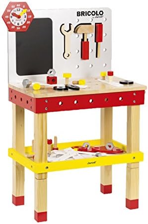 Janod Wooden Toy Workbench Accessories Redmaster Tool Bricolo 40 Teile – bis Stone of 50.7 cm High, Multi