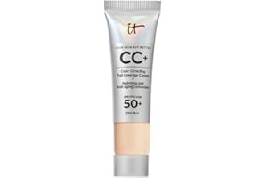 iT Cosmetics Full Coverage Foundation with SPF 50 Protection, Enriched with Hyaluronic Acid & Vitamin E, Your Skin But Better CC+ Cream