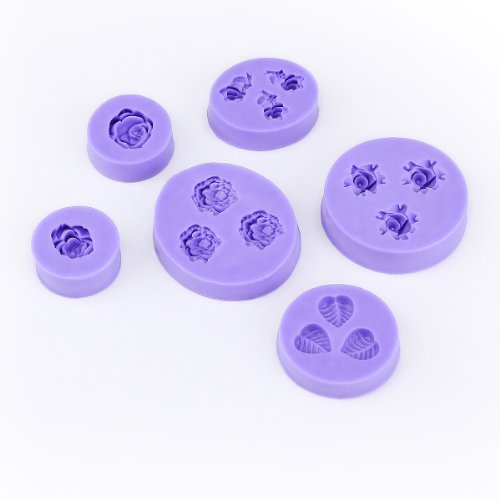 Versand aus Deutschland! 6er Rose Blatt gefragtes Set MOTIVE SILIKON AUSSTECHER Ausstechform für Marzipan Fondant Tortendeko Seife Form Hochzeit - 2