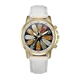 Sansee Frauen Retro Digital Uhren, Zifferblatt Leder Band Quarz Analog Armbanduhr Uhren (Weiß)