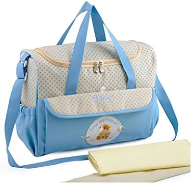 Amazemarket Portable Lightweight Mother Tote Messenger Bag Baby Care Diaper Stroller Hanging Changing Pad Expectant Package Practical Travel Large Capacity (blue)