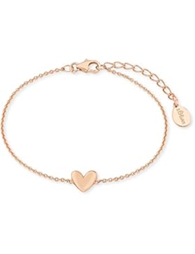 s.Oliver Damen-Armband So Pure 16+3 cm mit Herz-Anhänger 925 Silber rosévergoldet