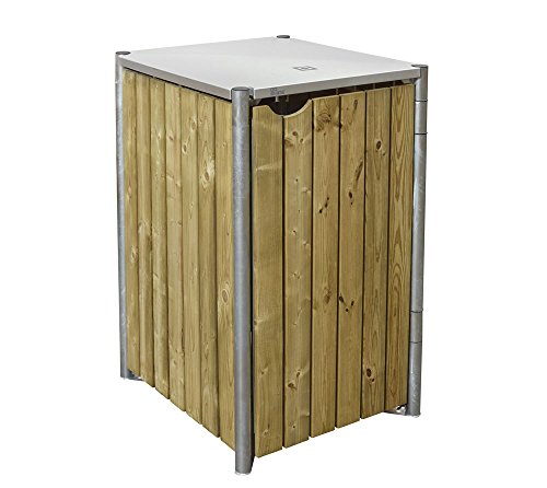 Hide Mülltonnenbox, Mülltonnenverkleidung, Gerätebox natur // 139x81x115 cm (BxTxH) // Aufbewahrungsbox für 2 Mülltonnen 240l Volumen - 5