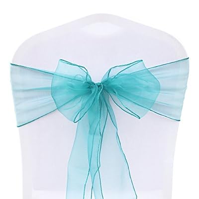 BITFLY 100pcs rubans en organza Housse de chaise nœuds rubans nœuds de mariage décoration de Ceremonie Fête Anniversaire 18 x 275cm 30Colours(Teal blue)