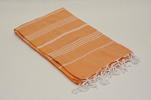 OVERSIZE 100 x 210 cm. Hammam Peshtemal Orange White Woven by my Hamam, Sauna Towel Yoga Meditation Baby blanket wrap 100% Cotton, Hamam Turkish Towel, scarf, wrap, sarong