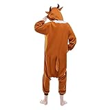 Casa Pyjama Tieroutfit Schlafanzug Tier Onesies Sleepsuit mit Kapuze Erwachsene Unisex Overall Halloween Kostüm Jumpsuit (M, Elch) -
