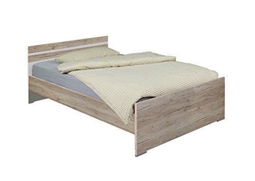 Wimex Bett/ Doppelbett Cariba, Liegefläche 140 x 200 cm, San Remo-Eiche/ Absetzung Weiß