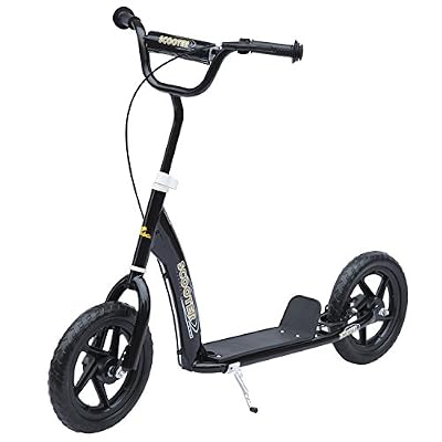 Homcom trottinette dès 5 ans pneus 30 cm guidon noir