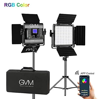 GVM Great Video Maker Kit d'éclairage vidéo RVB LED GVM, lumières vidéo de contrôle APP de Sortie en Couleur avec Support 3200K-5600K Éclairage de Photographie LED pour Les lumières de Studio Youtube