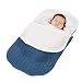 Produktbild Tukistore Neugeborenes Baby Gestrickt Wickeln Swaddle Decke Schlafsack Winter warme Dick Fleece Schlummersäcke Baby Fußsack Winterfußsack für Kinderwagen, Buggy, Babytrage, Babybett