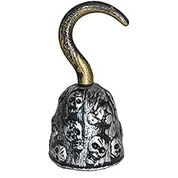 Halloweenia Piraten Kostüm Haken Hand Metalloptik Totenkopf Print , Mehrfarbig