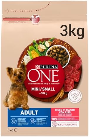 Purina ONE MINI Crocchette Cani Adult con Manzo e Riso, 1 Sacco da 3 Kg