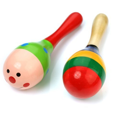 Maracas bois ovale percussion instrument musique bébé enfant jouet mini