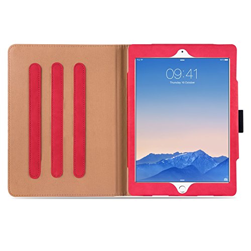 iPad Air, Air 2 & iPad 9.7″ 2017 Hülle – JAMMYLIZARD Ledertasche Smart Cover mit Standfuktion für iPad Air (5. & 6. Generation) & iPad 9.7″ 2017, ROT & HONIG, [MIT STIFT & STIFT-HALTER] - 6