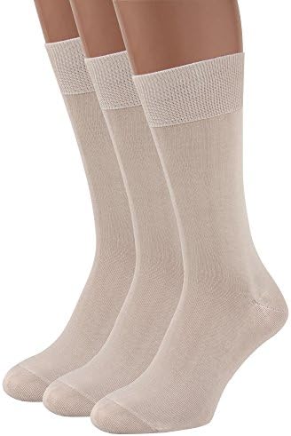 Walking Socks for Ankle Boots, 3 pack Rich Europeans Cotton Khaki Beige Tan Socks by AIR SOCKS (Beige, M)