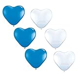 50 große Herzballons blau und weiss Luft und Ballongas geeignet EU Ware